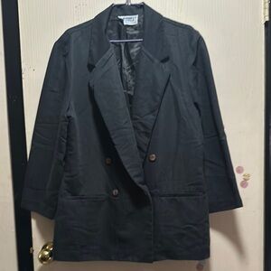 Michelle New York - Women's Double-Breasted Blazer - Size 14 - Charcoal Gray